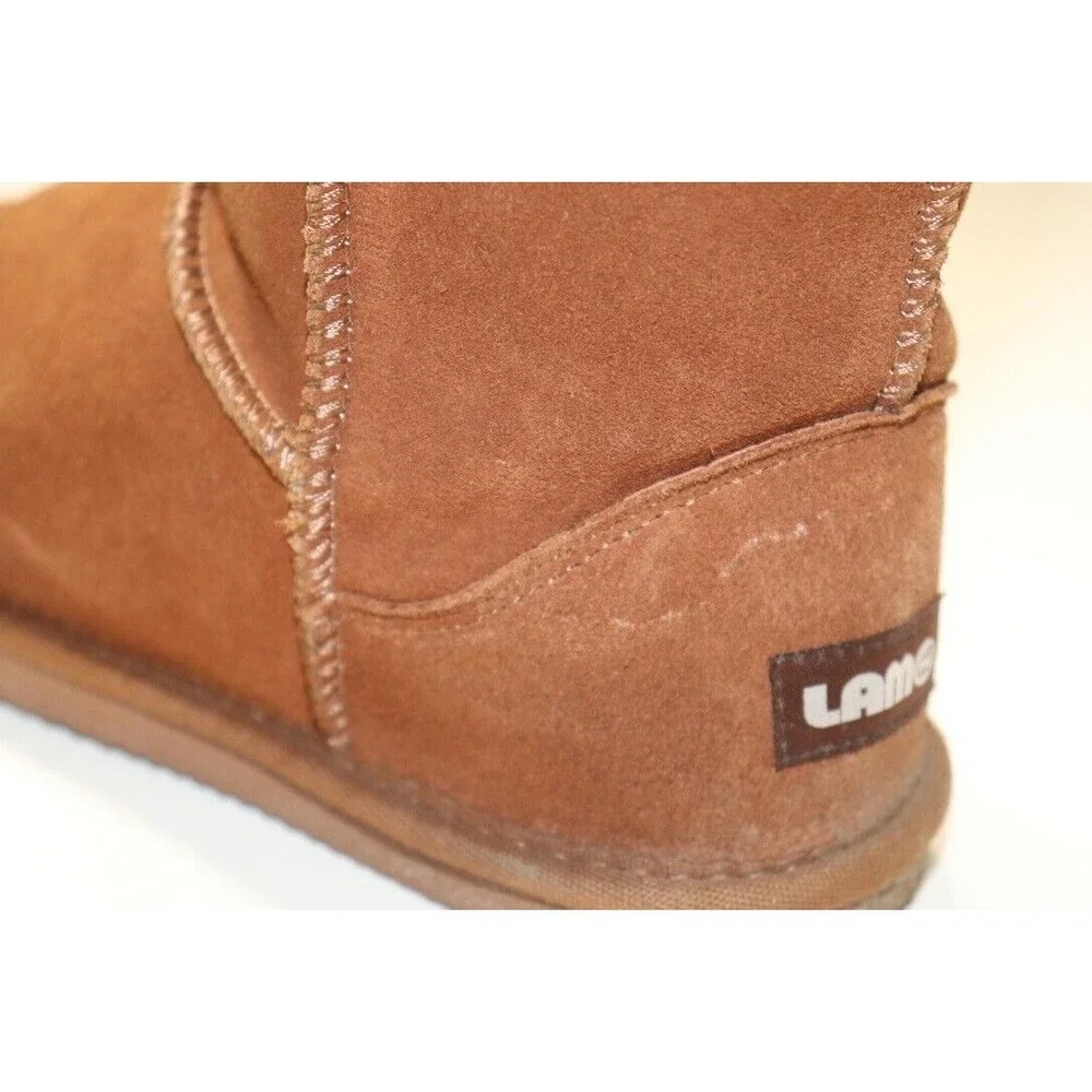 Lamo Kids Classic Boot Brown Suede Faux Fur Lining Pull On Comfort Size 5Y